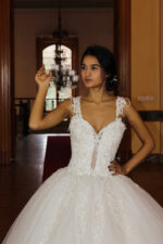 Strappy Lace Embroidered Princess Wedding Dress
