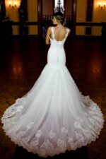 Strappy Slim Cut Wedding Dress - Image 3