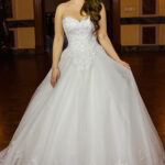 Lace Motif Strapless A-Line Wedding Dress