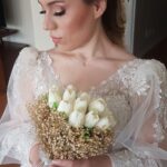 Maria | Derin V Yaka Dantelli A Kesim Gelinlik | Balon Kol