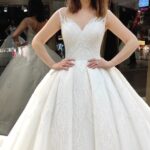 Sweetheart Neckline Lace Embroidered Strappy Satin Princess Wedding Dresses