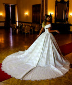 Komple Dantel Pileli Kayık Yaka Prenses Gelinlik - Görsel 3