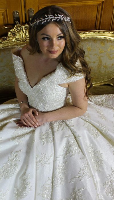 Komple Dantel Pileli Kayik Yaka Prenses Gelinlik | Anasayfa