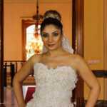 Strapless Lace Motif Princess Wedding Dress