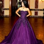 Straplez Dantel Motifli Uzun Abiye Elbise