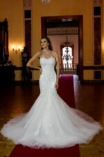 Straplez Tül Etek Balık Gelinlik - Görsel 4