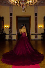 Straplez Yoğun İşlemeli A Kesim Uzun Abiye Elbise - Görsel 2