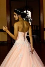 Straplez Yoğun İşlemeli A Kesim Uzun Abiye Elbise - Görsel 2