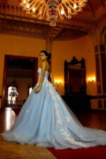 Straplez Yoğun İşlemeli A Kesim Uzun Abiye Elbise - Görsel 2