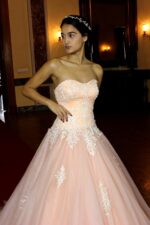 Straplez Yoğun İşlemeli A Kesim Uzun Abiye Elbise