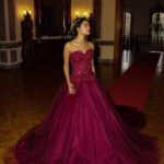 Strapless Heavily Embroidered A-Line Long Evening Dress