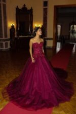 Straplez Yoğun İşlemeli A Kesim Uzun Abiye Elbise