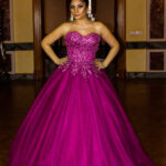 Strapless Heavily Embroidered A-Line Long Evening Dress