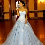 Strapless Heavily Embroidered A-Line Long Evening Dress