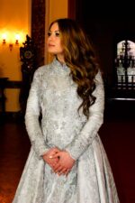 Uzun Kollu İki Parça Etekli Uzun Abiye Elbise - Görsel 4