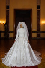 Uzun Kollu Pileli Prenses Etek Tesettür Gelinlik - Görsel 2