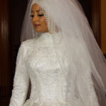 Long Sleeve Pleated Princess Skirt Hijab Wedding Dress