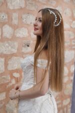 Draped Sweetheart Neckline Low Strap Silver and Flower Embroidered Mermaid Wedding Dress - Image 3