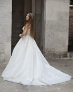 Drapeli Kalp Yaka İnce Askılı İşlemeli Dantelli A Kesim Gelinlik - Görsel 4