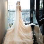 Atiyya | Likralı Saten Balık Gelinlik | Drapeli Uzun Kollu