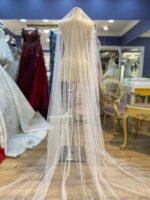 Silver Crystal Embroidered Tulle Veil - Image 2