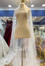 Silver Crystal Embroidered Tulle Veil - Image 3