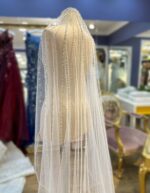 Silver Crystal Embroidered Tulle Veil - Image 5