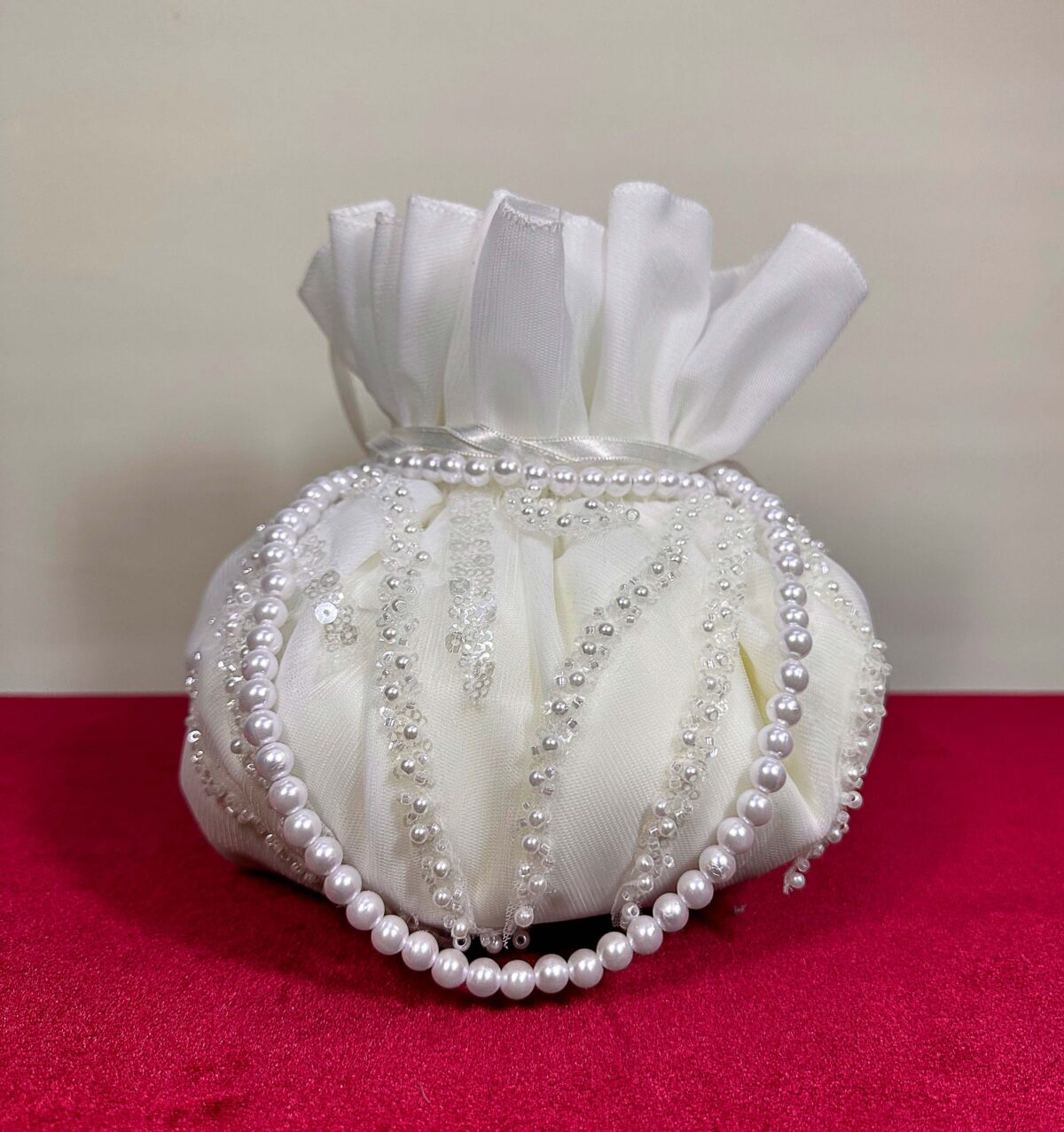 Pearl Strap Organza Pearl Embroidered Bridal Pouch - Image 2
