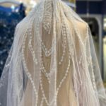 İnci İşlemeli Çiçekli Tül Duvak