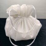 İnci İşlemeli Saten Gelin Kesesi