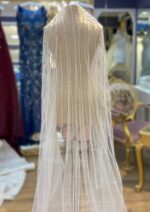 İnci Kristal Gümüş İşlemeli Dantelli Tül Duvak - Görsel 5