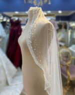 İnci Kristal İşlemeli Tül Duvak