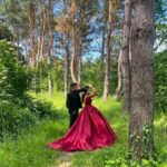 Feyza | Uzun Kollu Bordo İşlemeli A Kesim Nişan Elbisesi