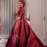 Pınar | Bordo Saten A Kesim Nişanlık | Tesettür Model Abiye
