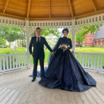 Pınar | Lacivert Tesettür A Kesim Elbise | İşlemeli Dantel