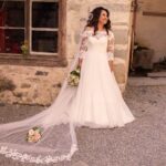 Sena | Dantel Tül A Kesim Gelinlik | Sırt Dekolteli Gelinlik