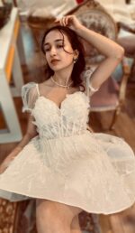 İşlemeli Drapeli İnce Askılı Kedi Yaka After Party Elbise - Görsel 5