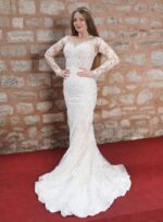 Sweetheart Neckline Long Sleeve Complete Lace Embroidered Mermaid Wedding Dress - Image 4