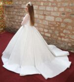 Kare Yaka Uzun Kollu Komple İnci ve Payet İşlemeli Pileli Prenses Gelinlik - Görsel 3