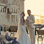 Ülkü | Dantelli Balık Gelinlik | Askılı Kalp Yaka Uzun Kollu