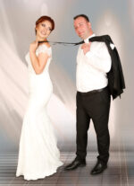 Kordeneli Lez Dantel Likralı Saten Kayık Yaka Düşük Kol Balık Model Gelinlik - Görsel 2