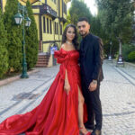 Eda | Kırmızı Straplez Saten Abiye- Yırtmaçlı Tak Çıkar Etek