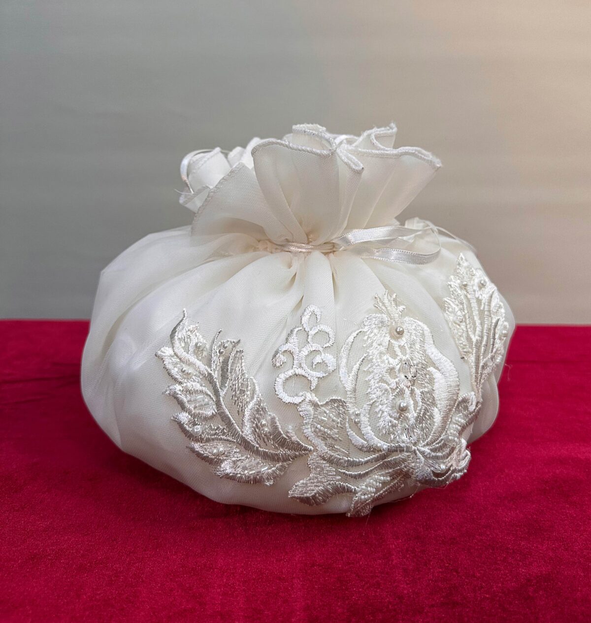Organza Embroidered Lace Bridal Pouch - Image 3