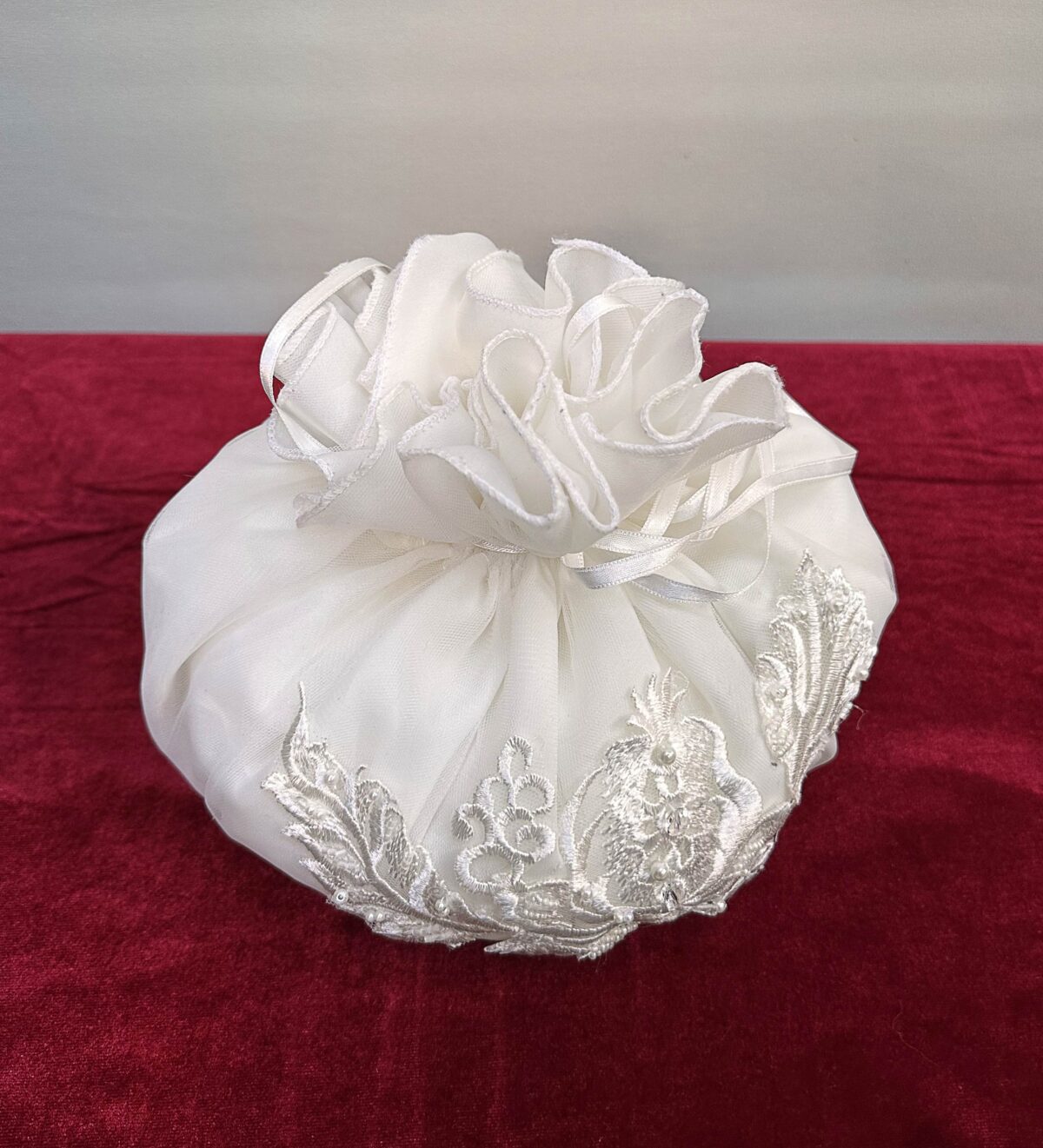 Organza Embroidered Lace Bridal Pouch - Image 2