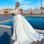 Andrea | Dantel İşlemeli Balık Gelinlik | V Yaka Uzun Kollu