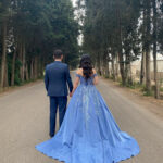 Pınar | İndigo Mavi Saten A Kesim Nişan Elbisesi | İstanbul