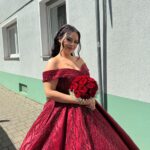 İrem | Kırmızı Saten Kına Nişan Elbisesi | Madonna Yaka