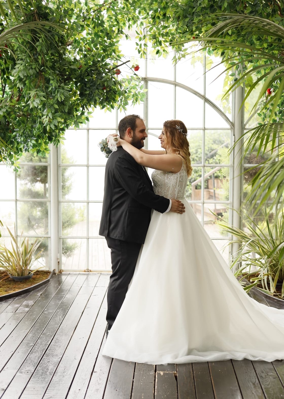 Simli Tul Kalp Yaka Uzun Dar Kol Helen Gelinlik 1 | HG Gelinleri