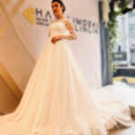 İpek Tüllü A Kesim Gelinlik | İşlemeli Uzun Kollu Model