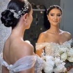 Zeren | Üç Boyutlu Çiçekli Helen Gelinlik | Kalp Yaka Model